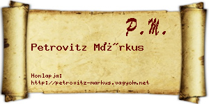 Petrovitz Márkus névjegykártya